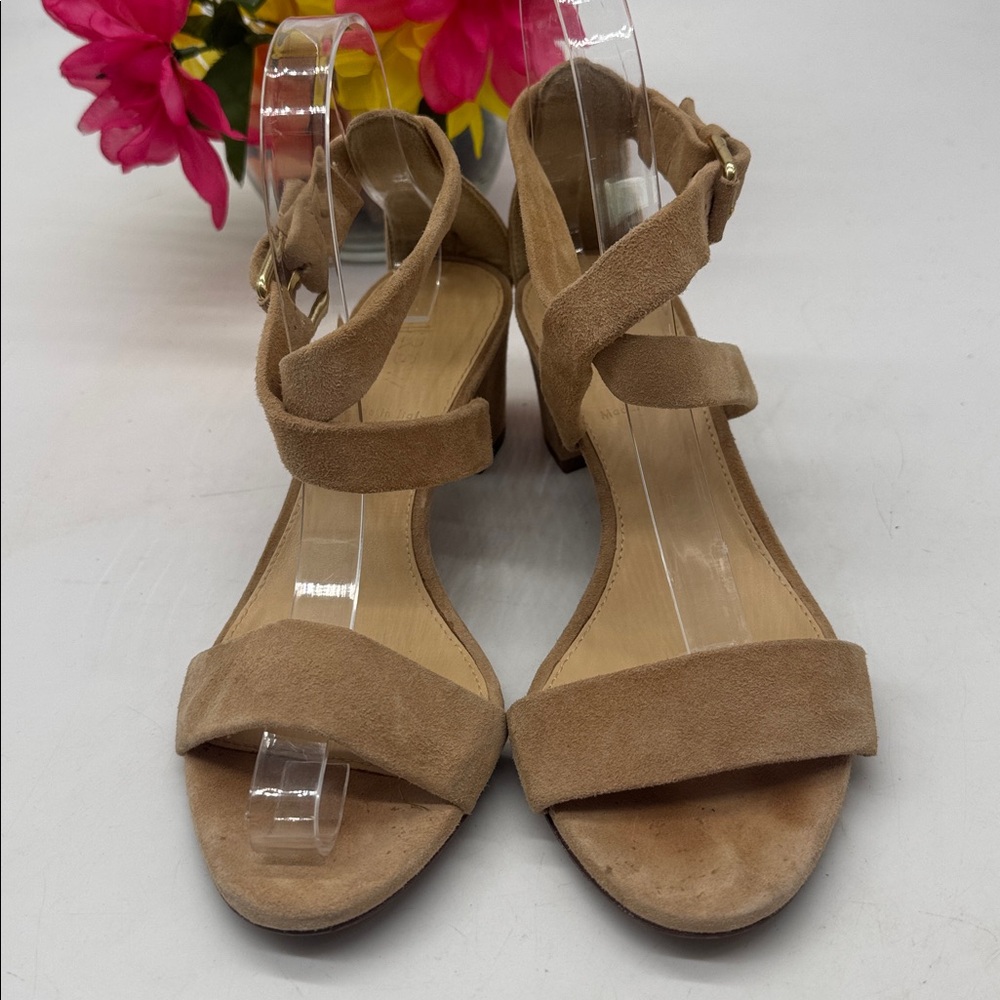 J. Crew Tan Suede Strappy Block Heel Sandals Size 7 MCH9551C - Picture 2 of 8